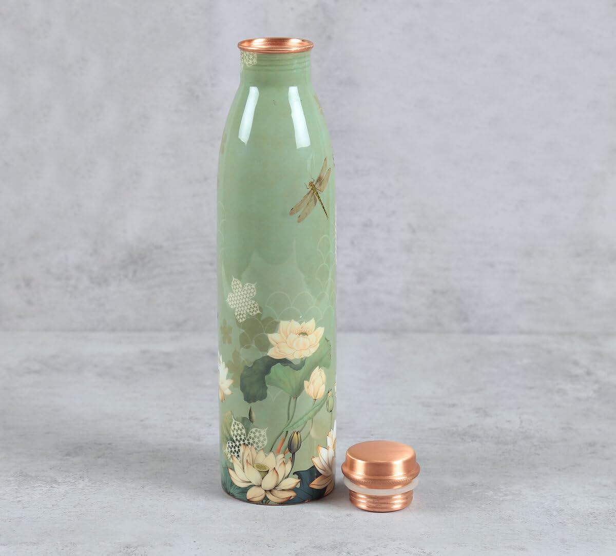 Copper Lotus Printed Bottle (950ml) | 印度手工純銅水瓶|阿育吠陀飲用銅水習慣