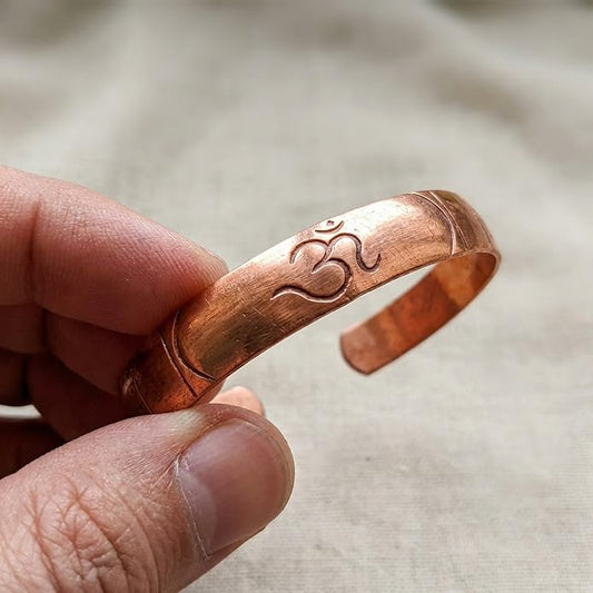 Handcrafted Om Copper Kada Bracelet|神聖的象徵符號純銅手工手環 (#YS05)