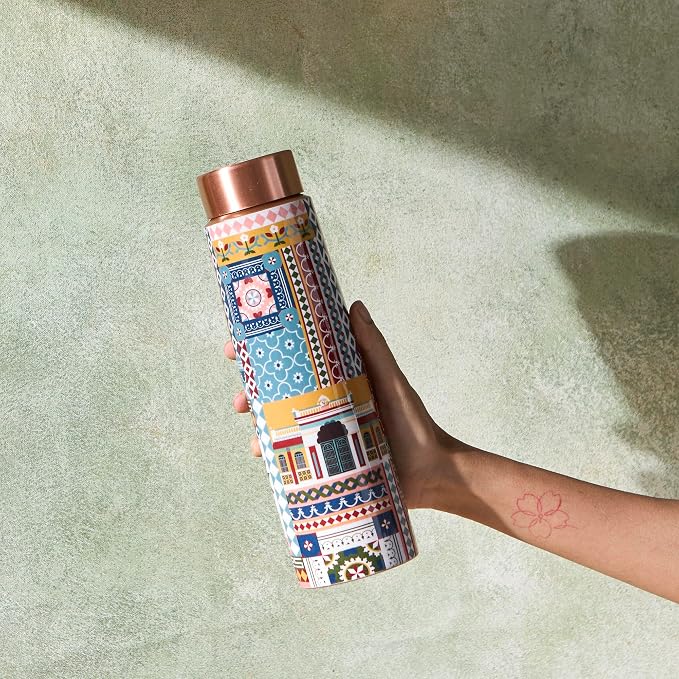 Copper Animal Printed Bottle (950ml) | 印度手工純銅水瓶 - 動物