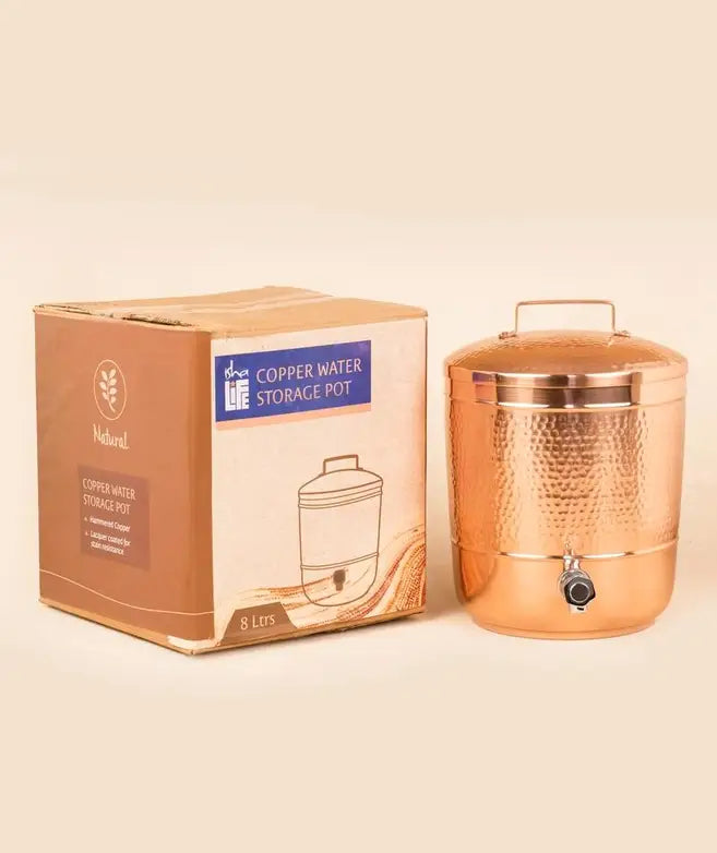 Hammered Copper Isha Storage Pot (8L) ｜ 純銅手工錘紋儲水桶 - 8公升