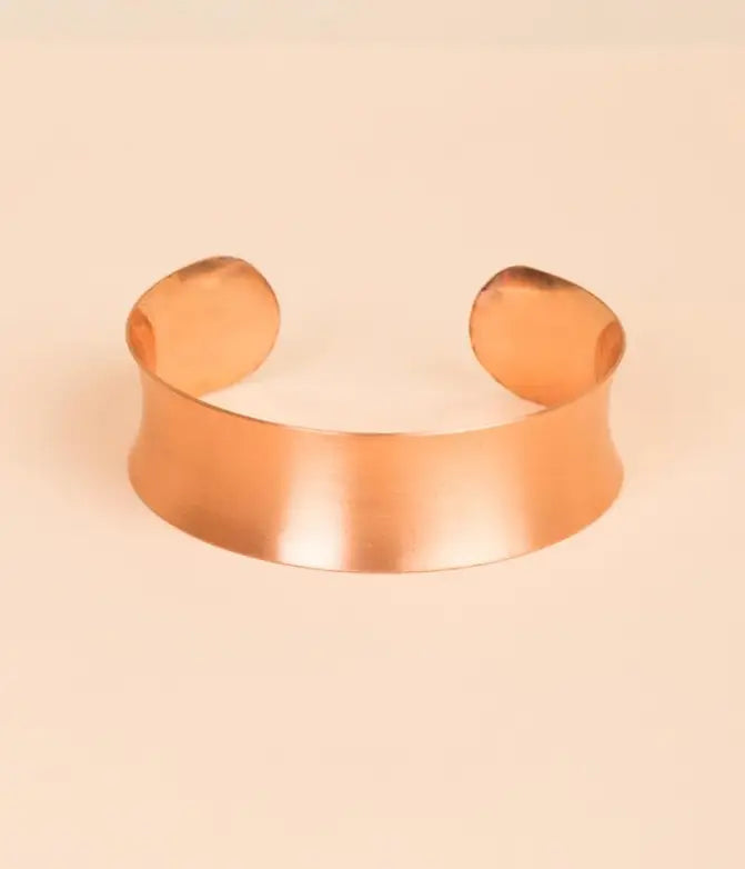 Simple Style Copper Kada｜純銅手工鍛打錘紋寬手環 （#YS011）