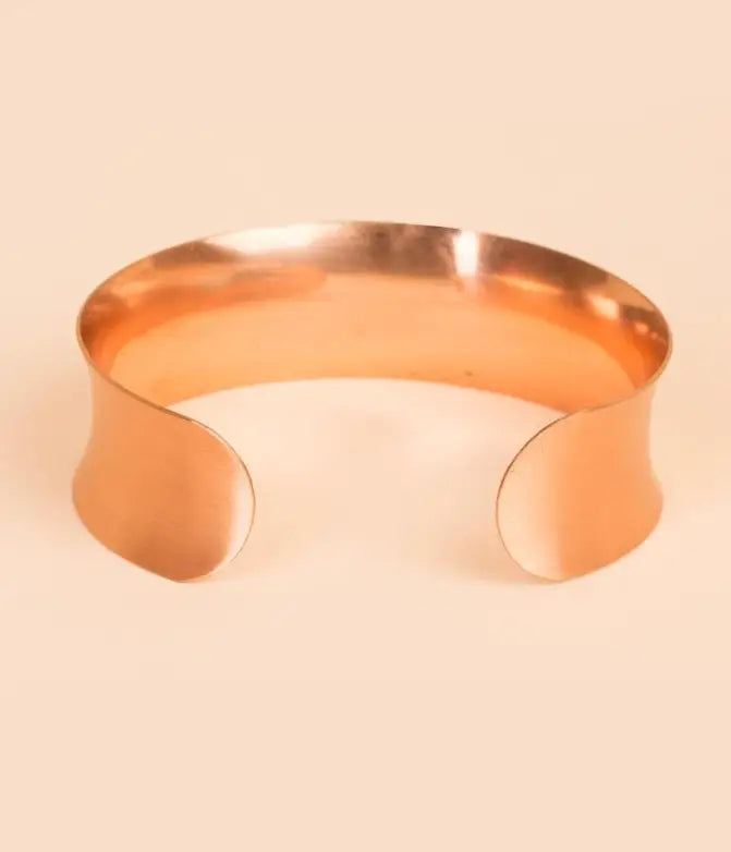 Simple Style Copper Kada｜純銅手工鍛打錘紋寬手環 （#YS011）