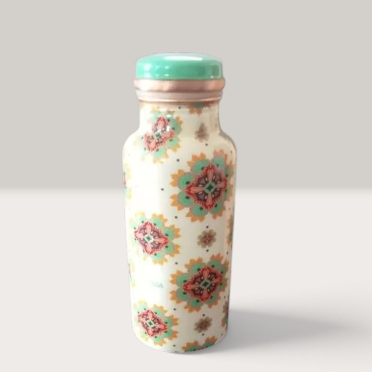 Copper Bottle - White Mandala Floral Printed  (500ml) ｜白色曼陀羅銅水瓶 (#NU001)