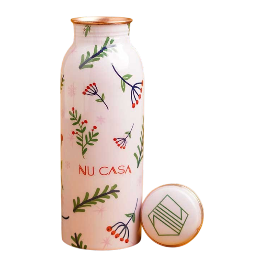 Ayurveda Copper Cherry Blossom Print Bottle (500ml) ｜阿育吠陀銅水樽