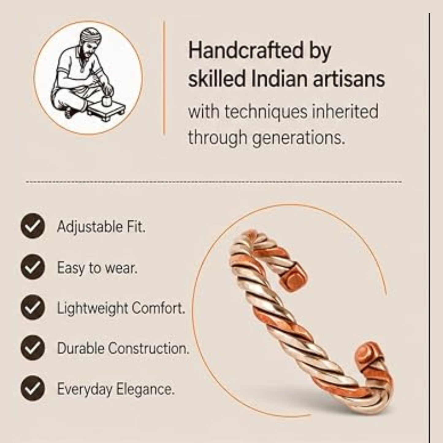 Two-Tone Twisted Copper Bracelet  |  雙色麻花螺旋編織手鐲 (YS027)