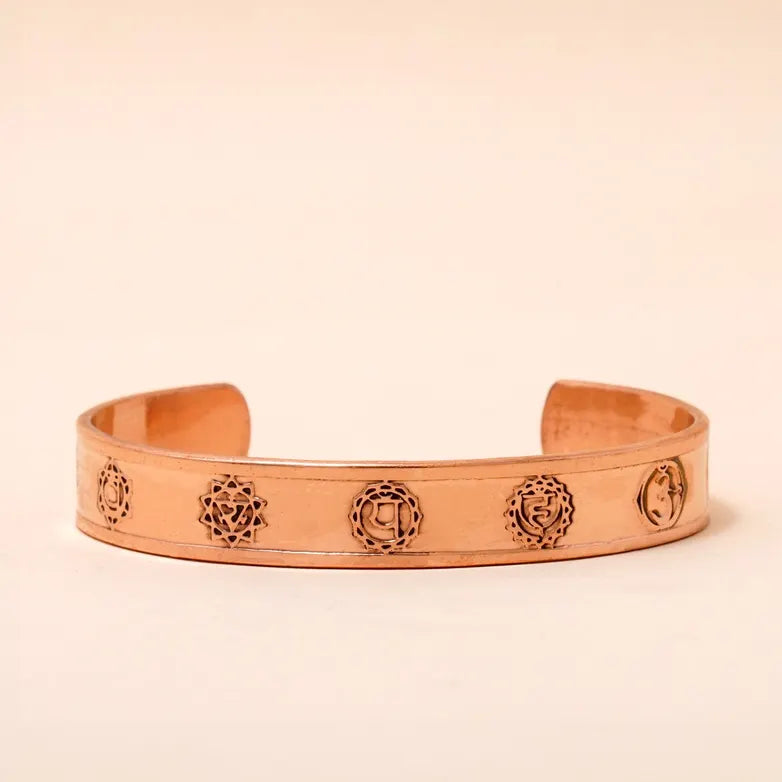Handcraft Chakra Symbols & Energies Copper  Bracelet ｜銅質手工脈輪符號與能量手鐲 (#YS006)