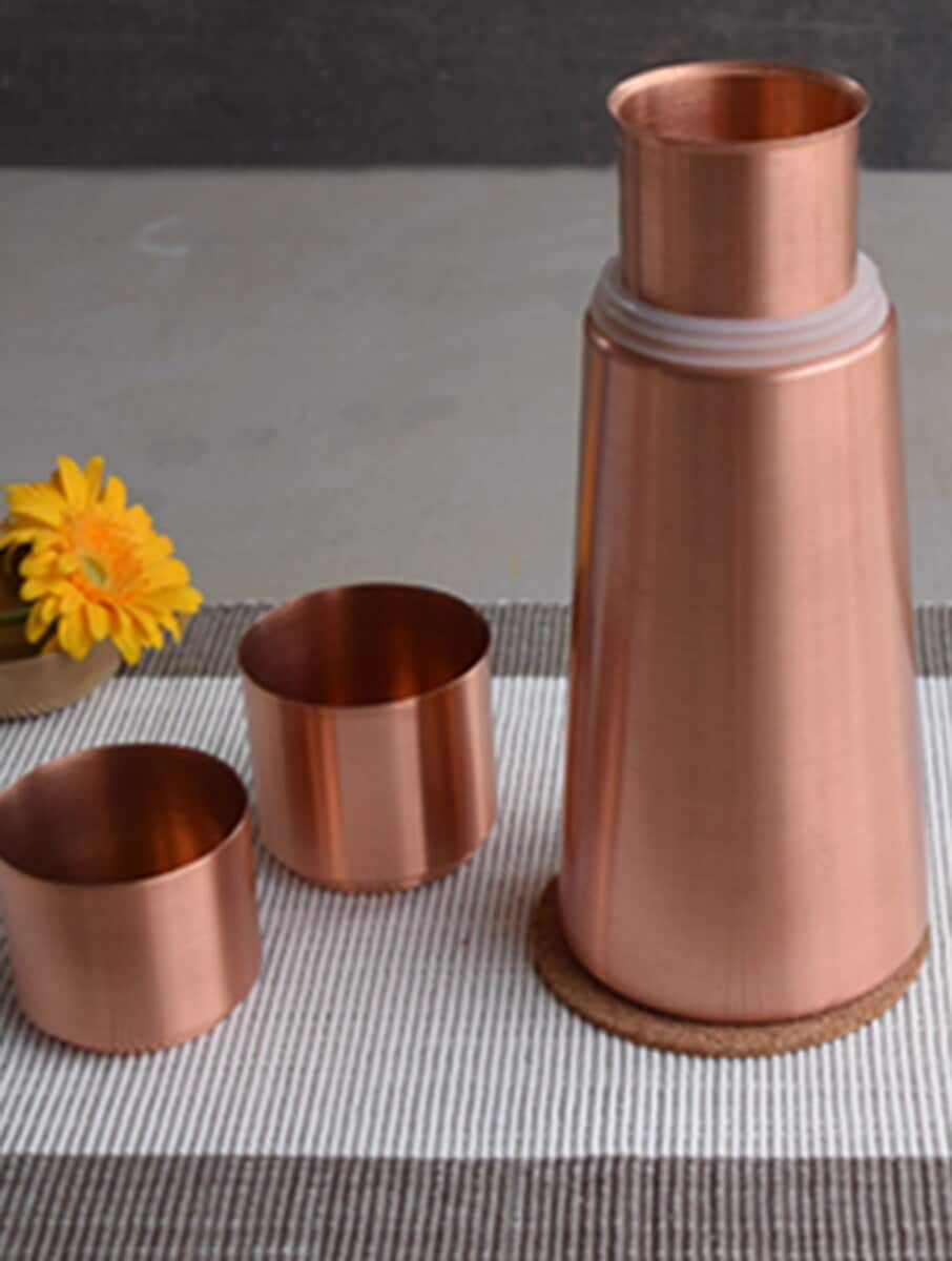 Copper Tumbler Travel Mugs (750ml & Cup) ｜ 銅水瓶旅行套裝｜阿育吠陀飲用銅水習慣
