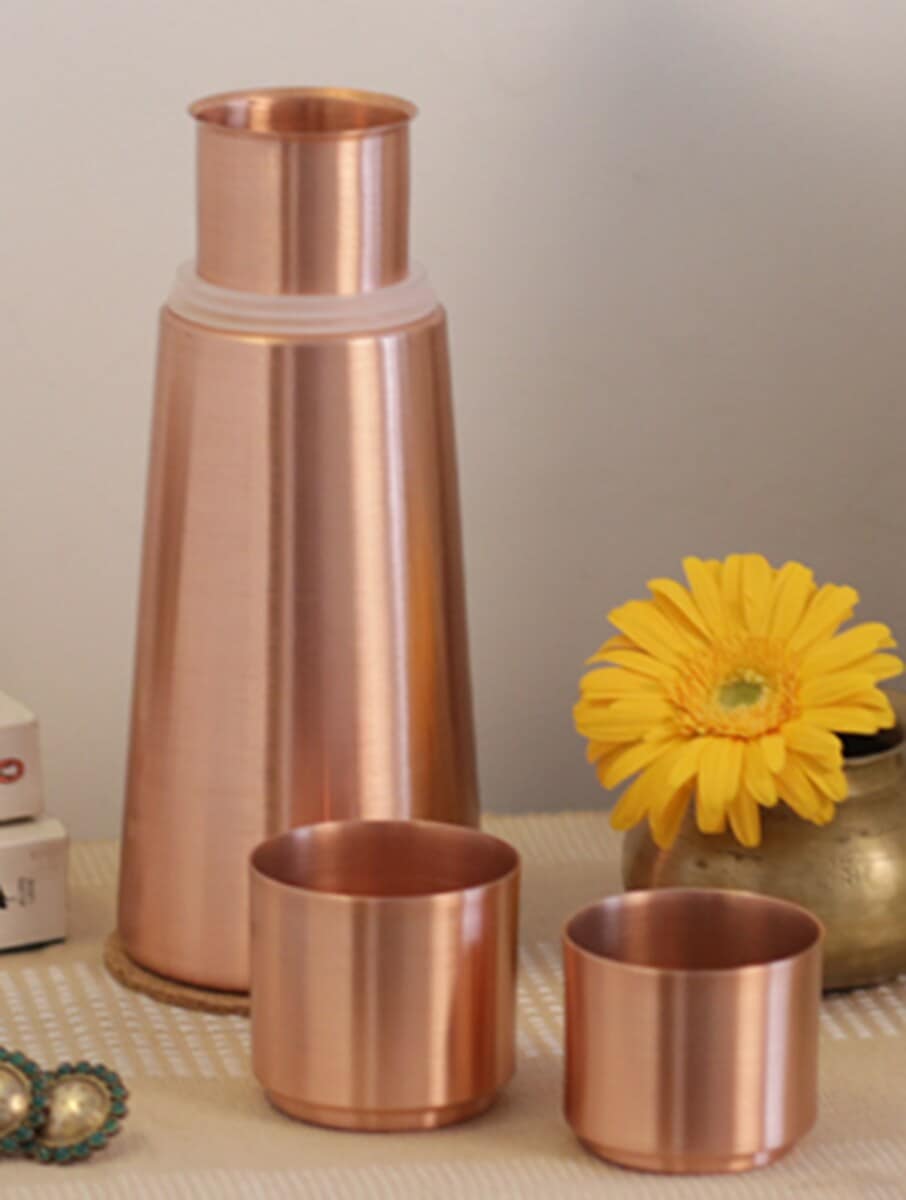 Copper Tumbler Travel Mugs (750ml & Cup) ｜ 銅水瓶旅行套裝｜阿育吠陀飲用銅水習慣