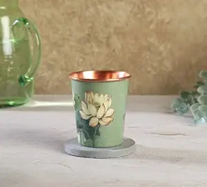 Copper Lotus Printed Cup (275ml) - Pack Of 2｜ 印度手工純銅水杯 2隻