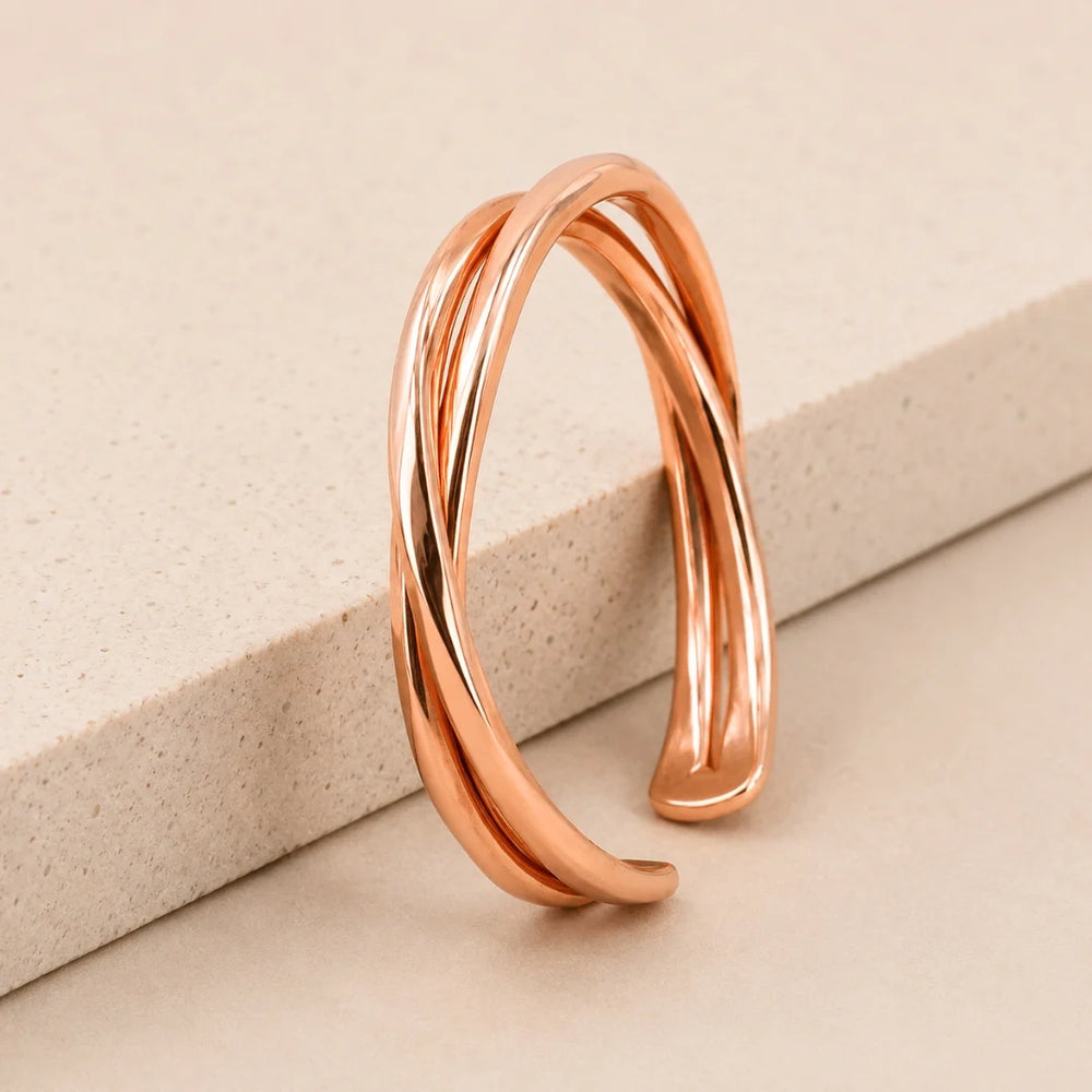 Minimalist Polished Elegant Double Twisted Copper Bracelet｜極簡純銅螺旋手鐲 (#YS046)