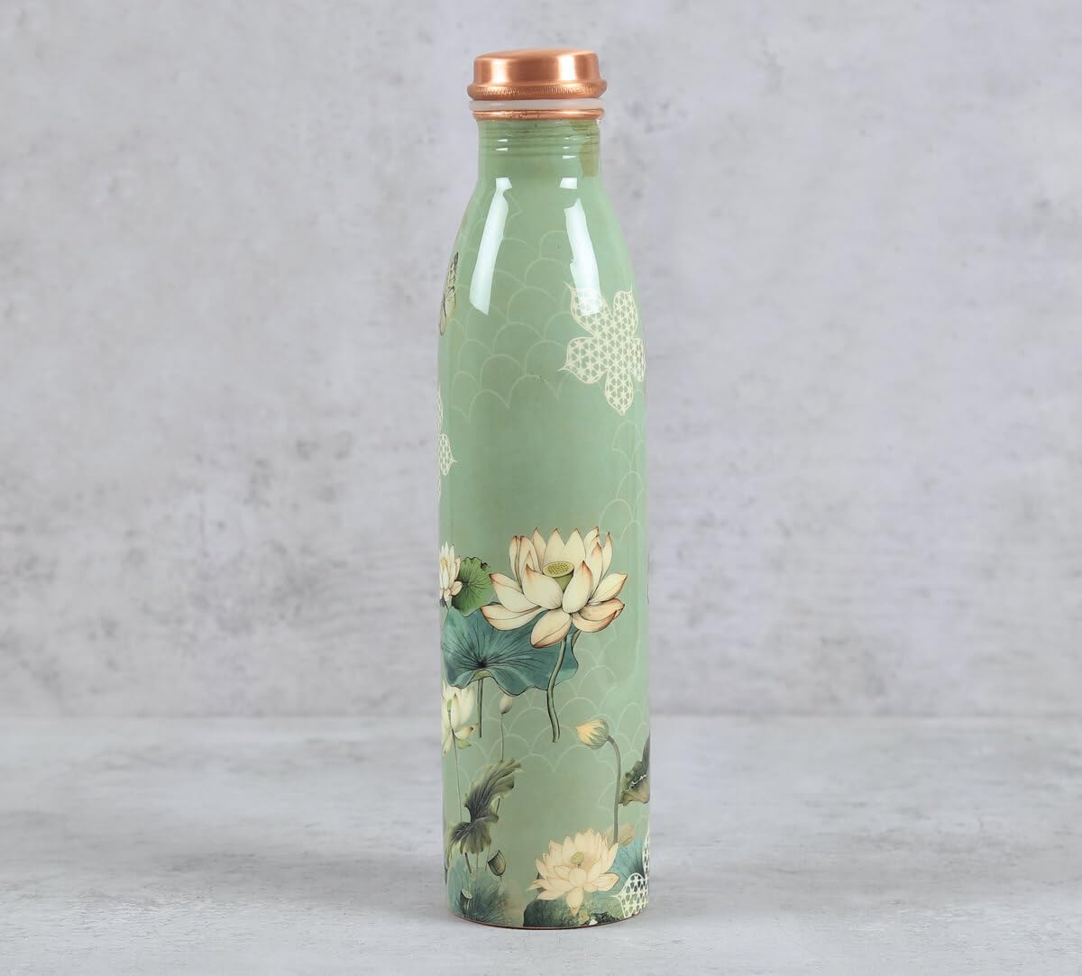 Copper Lotus Printed Bottle  (950ml) ｜ 印度手工純銅水瓶｜阿育吠陀飲用銅水習慣