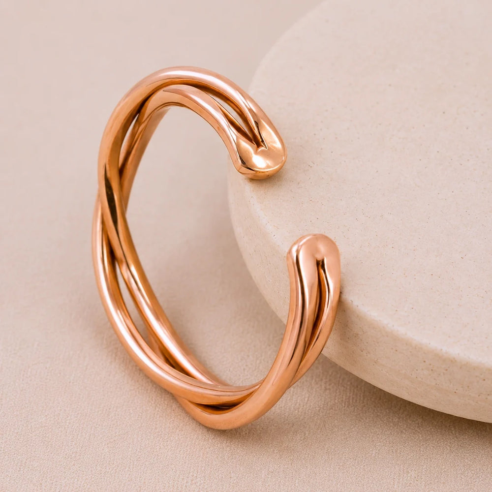 Minimalist Polished Elegant Double Twisted Copper Bracelet｜極簡純銅螺旋手鐲 (#YS046)