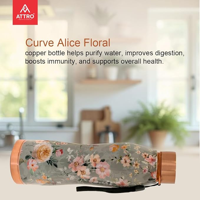 Copper Attro Travel Printed Bottle (950ml) ｜ 印度手工純銅水瓶