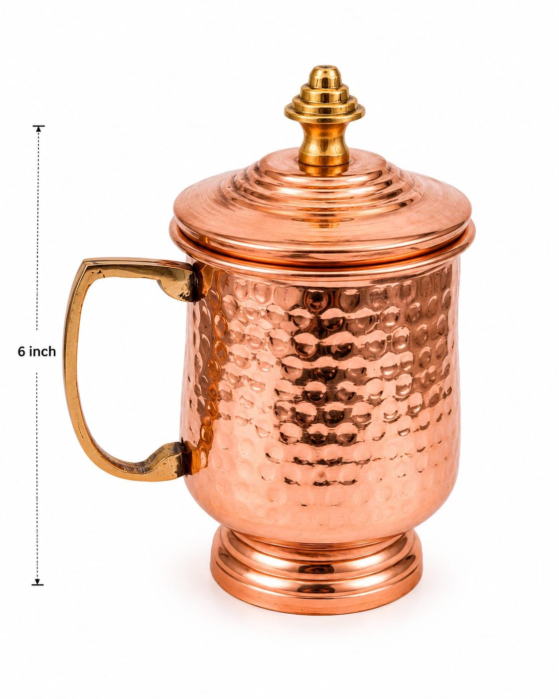 Ayurveda Copper Mug with lid  (500ml) ｜ 阿育吠陀帶蓋銅水杯 (#CC500)