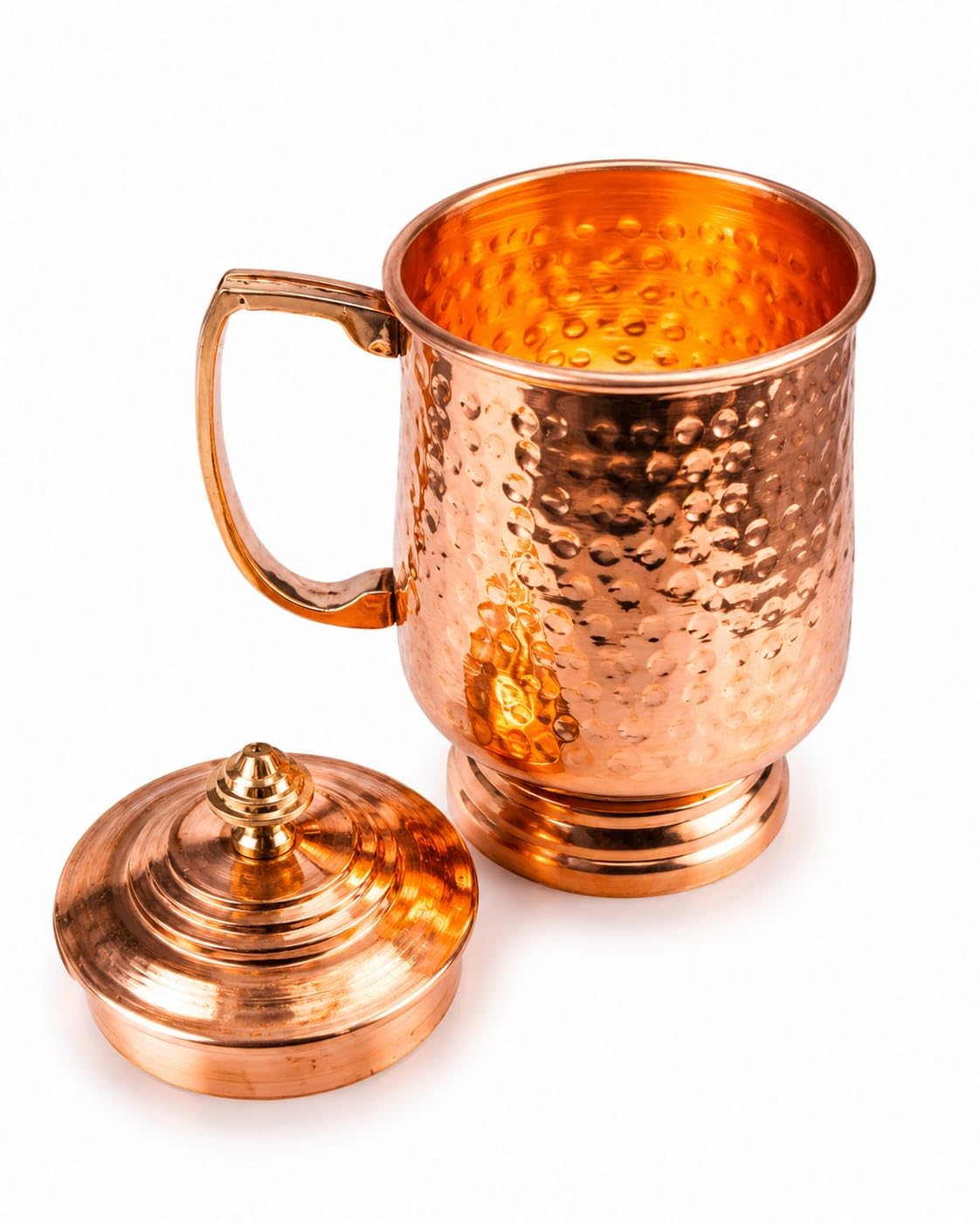 Ayurveda Copper Mug with lid  (500ml) ｜ 阿育吠陀帶蓋銅水杯 (#CC500)