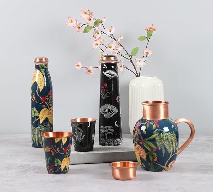 Copper Forest Printed Bottle  (950ml) ｜ 印度手工純銅水瓶