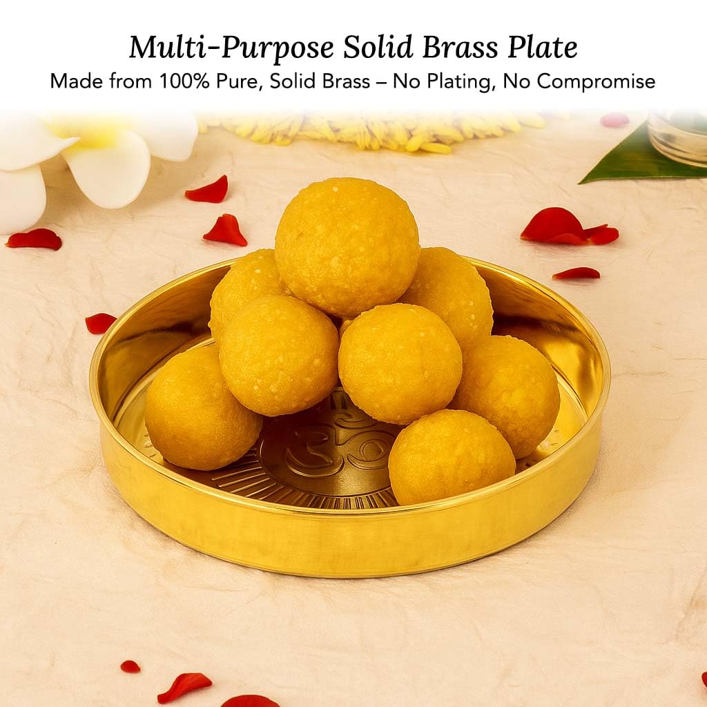 Om Brass Pooja Plate （Set of 2) | OM 宇宙音頻 多功能黃銅祭祀供盤