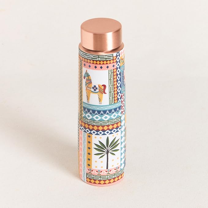 Copper Animal Printed Bottle  (950ml) ｜ 印度手工純銅水瓶 - 動物