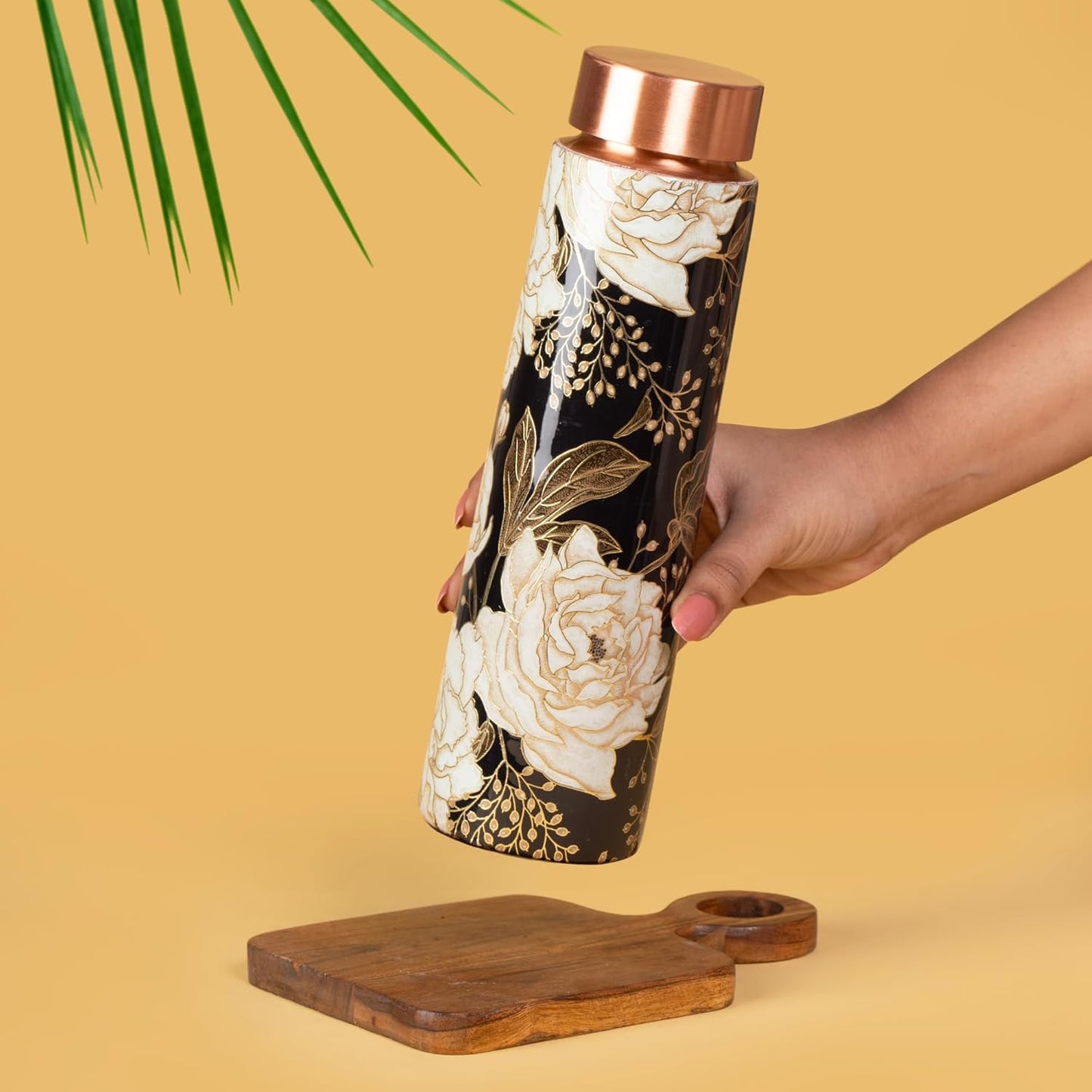 Copper Bottle Set 950ml & 2 Cups (Black & Gold)｜ 印度手工純銅水瓶杯具組合｜阿育吠陀飲用銅水習慣