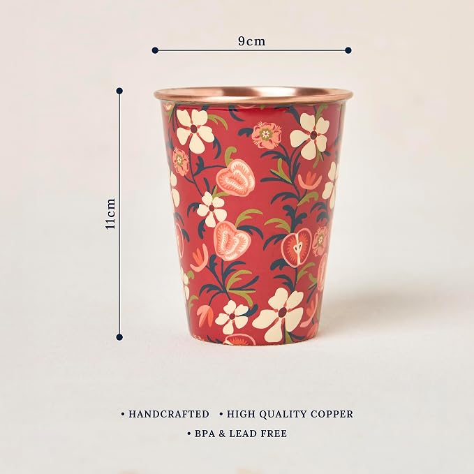 Copper Apple Orchards Copper Tumbler  Cup (275ml) - Pack Of 2｜ 印度手工純銅水杯 2隻