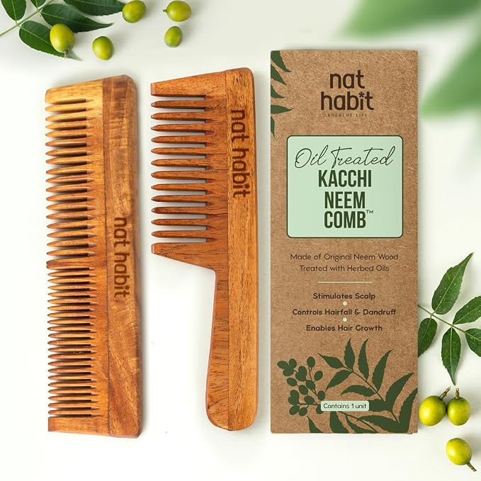 Neem Combs (pack of 2) ｜印度苦楝木梳（經過印楝與芝麻油及13種草本植物精華浸泡）