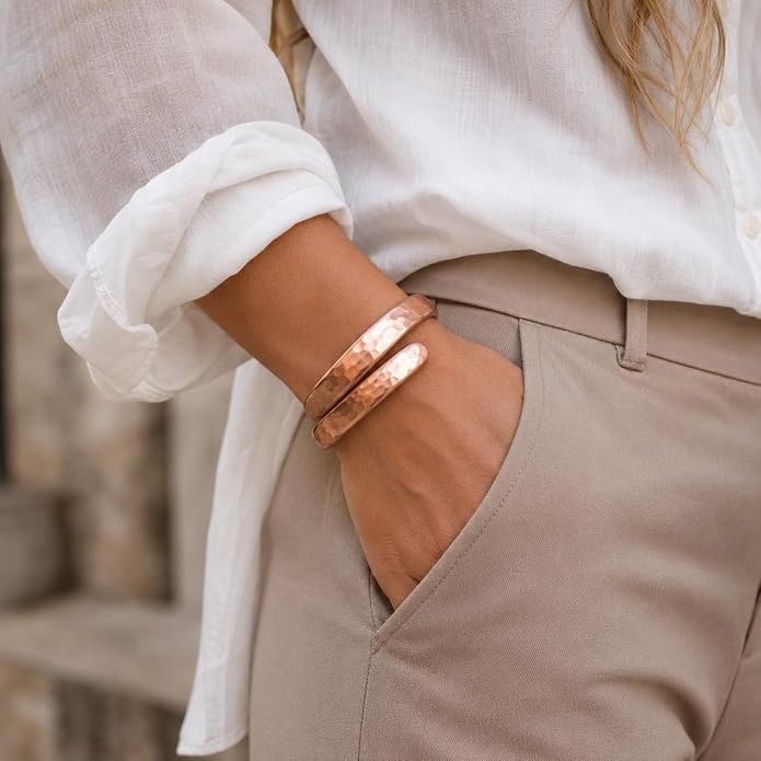 Hammered Copper Bracelet ｜印度匠人錘打純銅手工手鐲 (#YS012)
