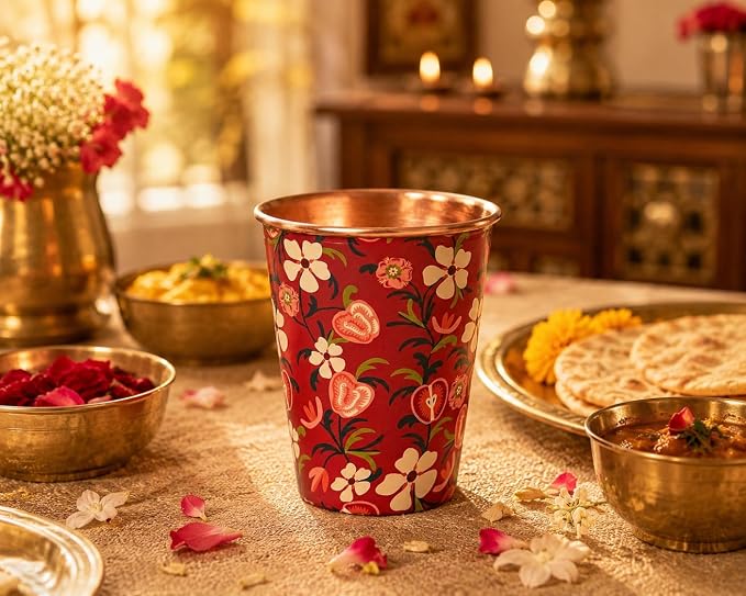 Copper Apple Orchards Copper Tumbler  Cup (275ml) - Pack Of 2｜ 印度手工純銅水杯 2隻
