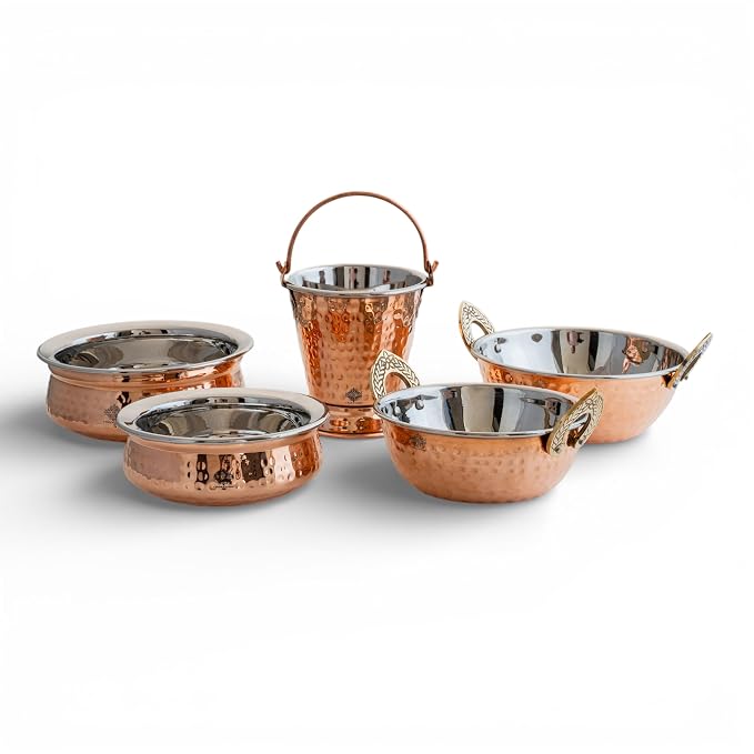 Steel Copper Serving Set of 5｜ 印度料理餐具組合