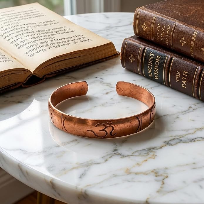 Handcrafted Om Copper Kada Bracelet｜神聖的象徵符號純銅手工手環 （#YS015)