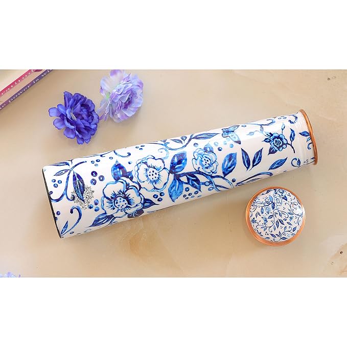 Ayurveda Blue Floral Copper Bottle (750ml) 阿育吠陀銅水樽