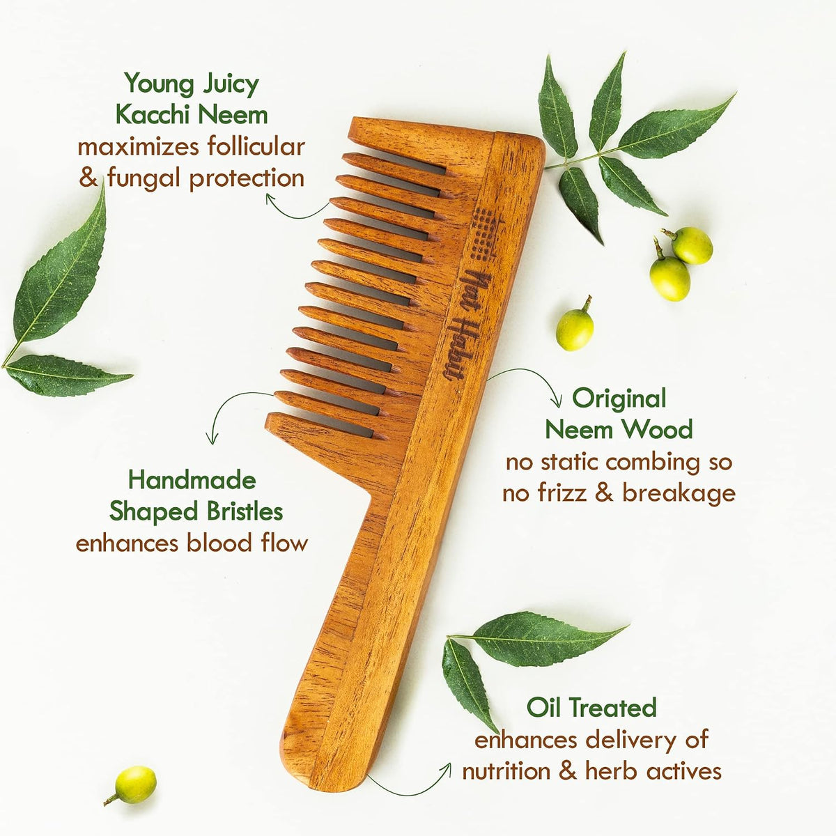 Neem Combs (pack of 2) ｜印度苦楝木梳（經過印楝與芝麻油及13種草本植物精華浸泡）