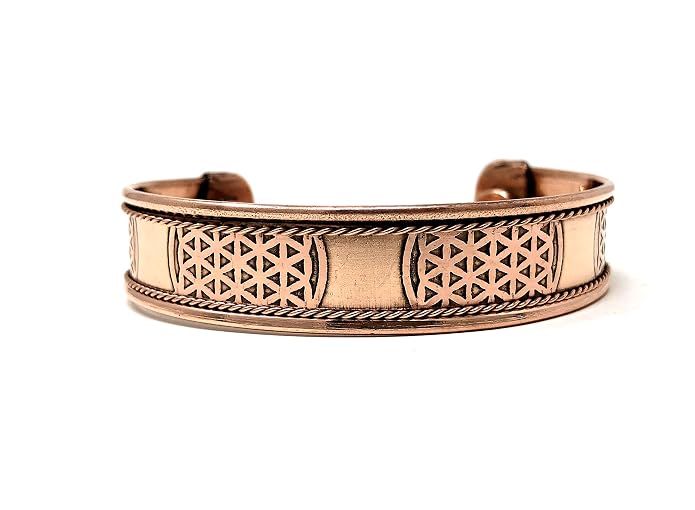 Flower of Life Copper Bracelet  |  神聖幾何生命之花純銅手鐲 (YS026)