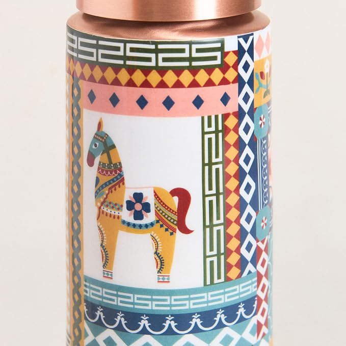 Copper Animal Printed Bottle  (950ml) ｜ 印度手工純銅水瓶 - 動物