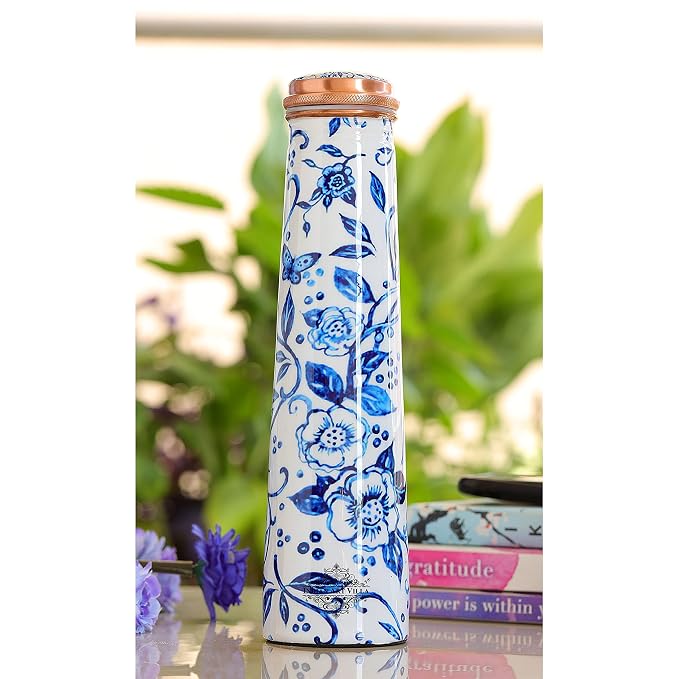 Ayurveda Blue Floral Copper Bottle (750ml) 阿育吠陀銅水樽