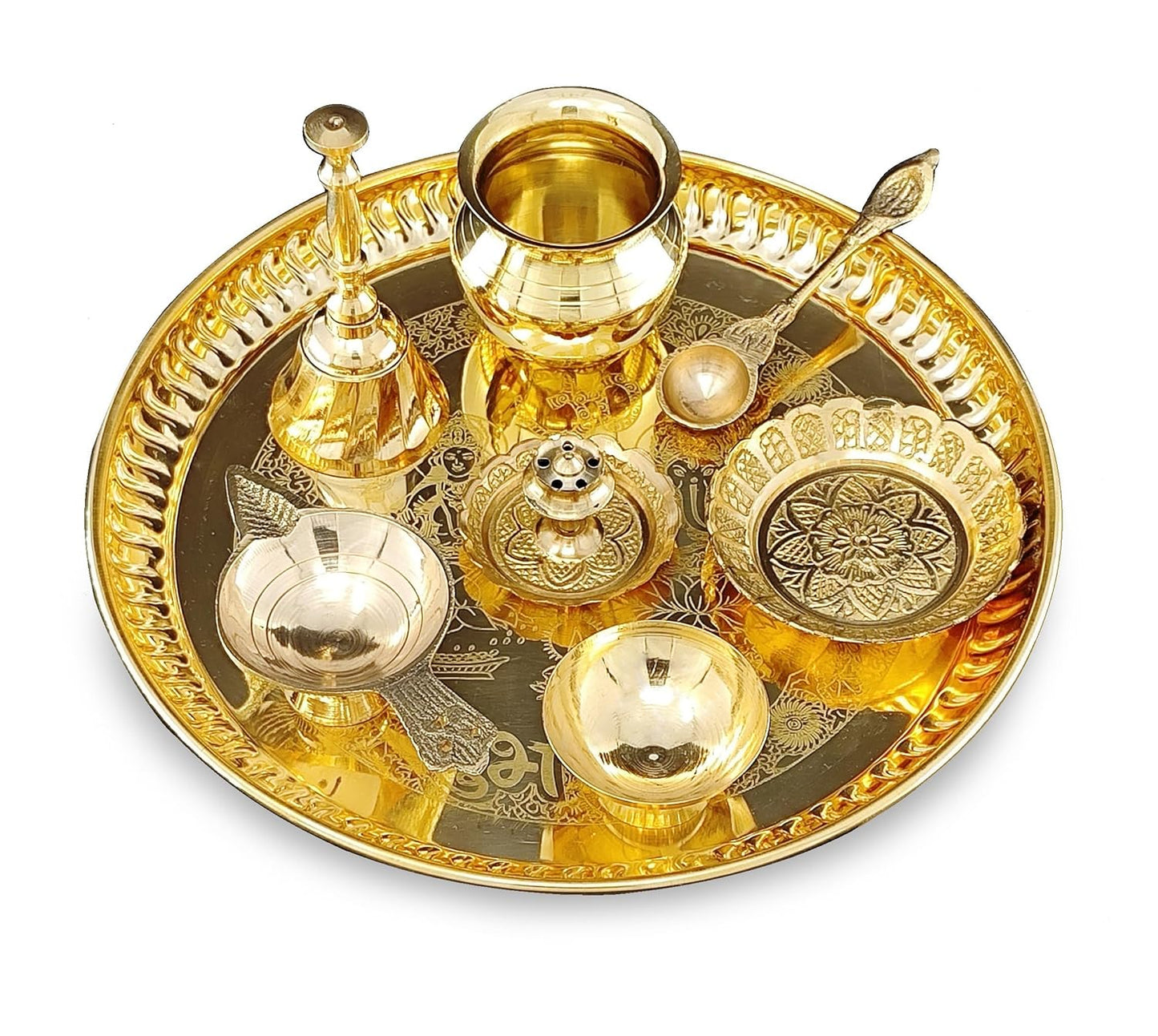 8" Brass Puja Set | 8英吋典藏黃銅儀式套組