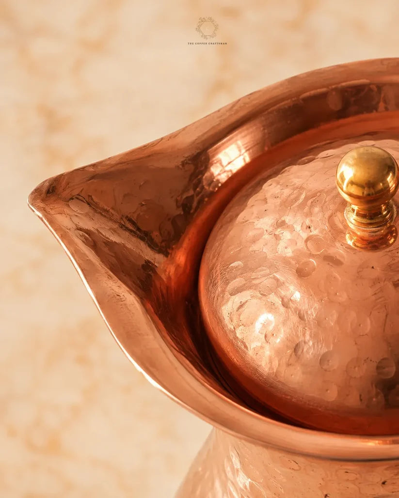 Hammered Copper Jug Set  (1.5L & 2cups) (#CJ1500)｜ 純銅精品儲水壺 - 1.5公升 及 2水杯