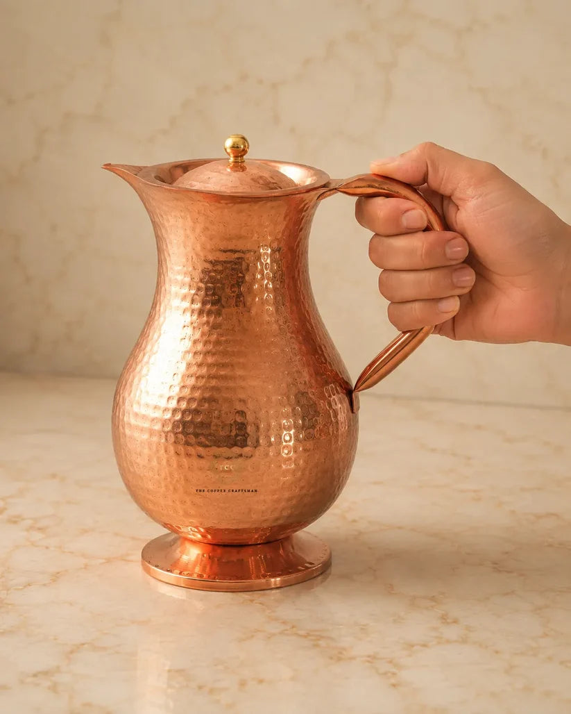Hammered Copper Jug Set  (1.5L & 2cups) (#CJ1500)｜ 純銅精品儲水壺 - 1.5公升 及 2水杯