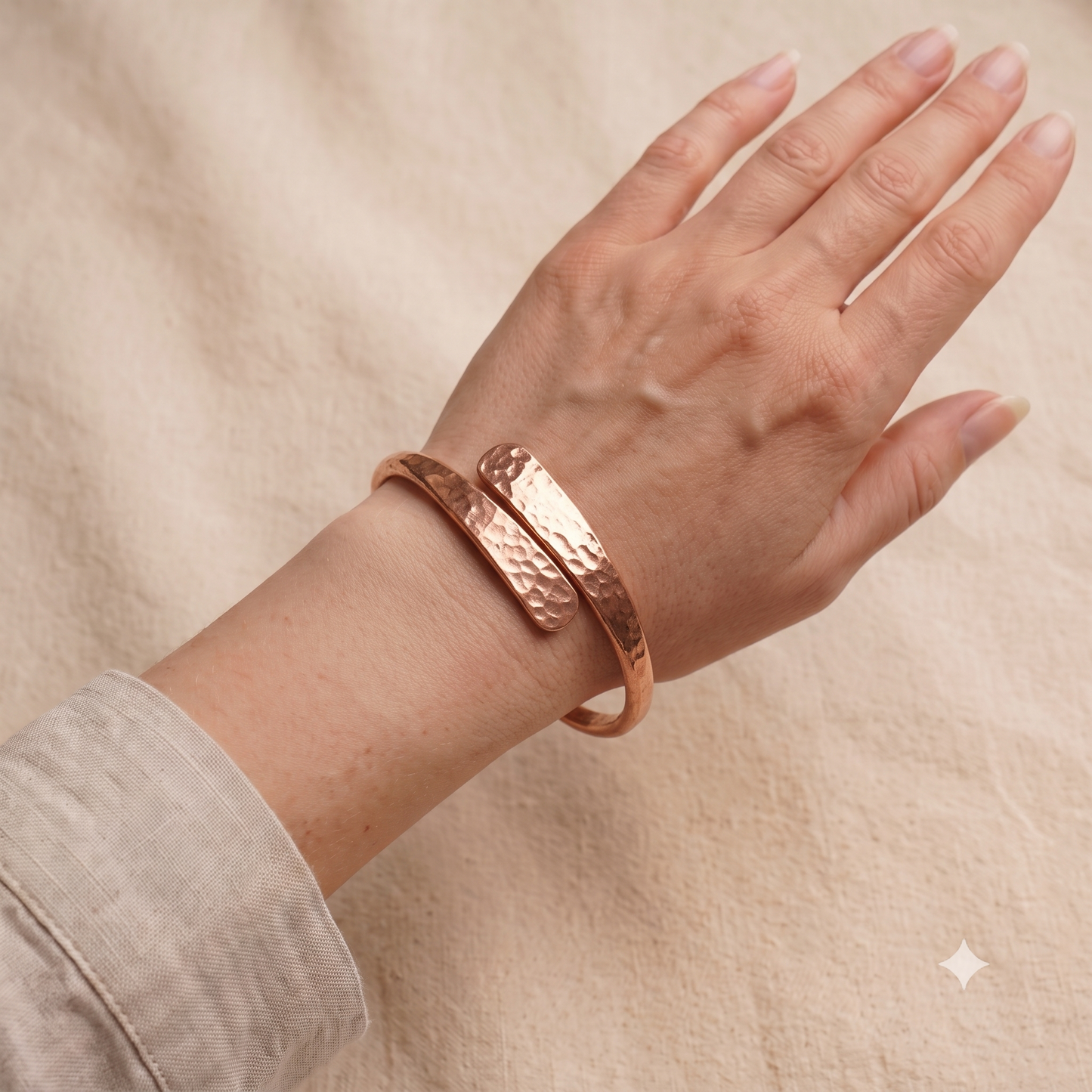 Hammered Copper Bracelet ｜印度匠人錘打純銅手工手鐲 (#YS012)