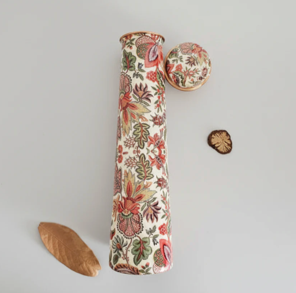 Copper Bottle Floral Printed  (750ml) ｜ 印度手工純銅水瓶｜阿育吠陀飲用銅水習慣