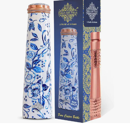 Ayurveda Blue Floral Copper Bottle (750ml) 阿育吠陀銅水樽