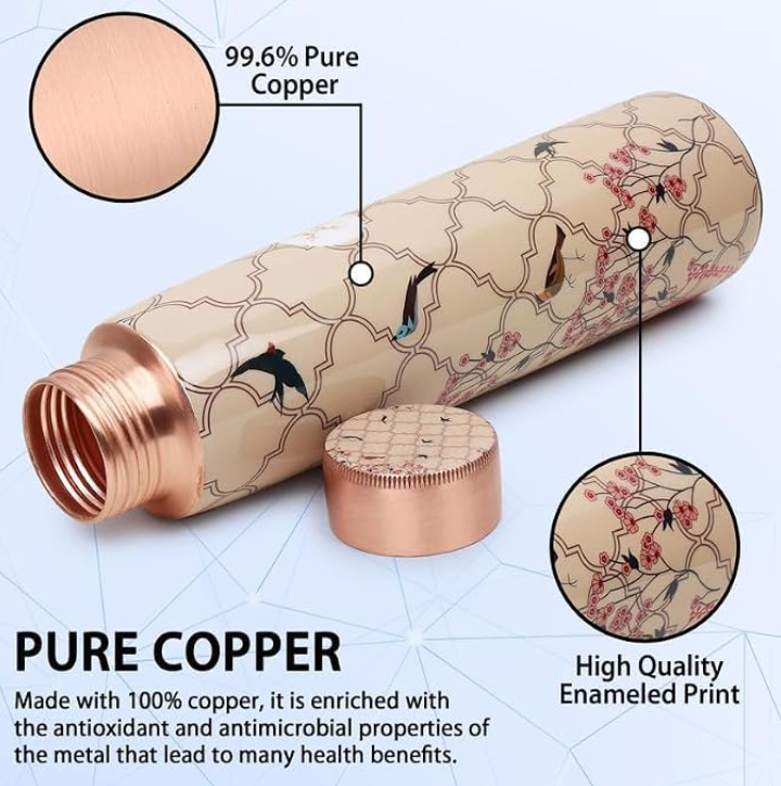Copper Meera Brown Bottle  (900ml) ｜ 印度手工純銅水瓶