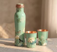 Copper Lotus Printed Cup (275ml) - Pack Of 2｜ 印度手工純銅水杯 2隻