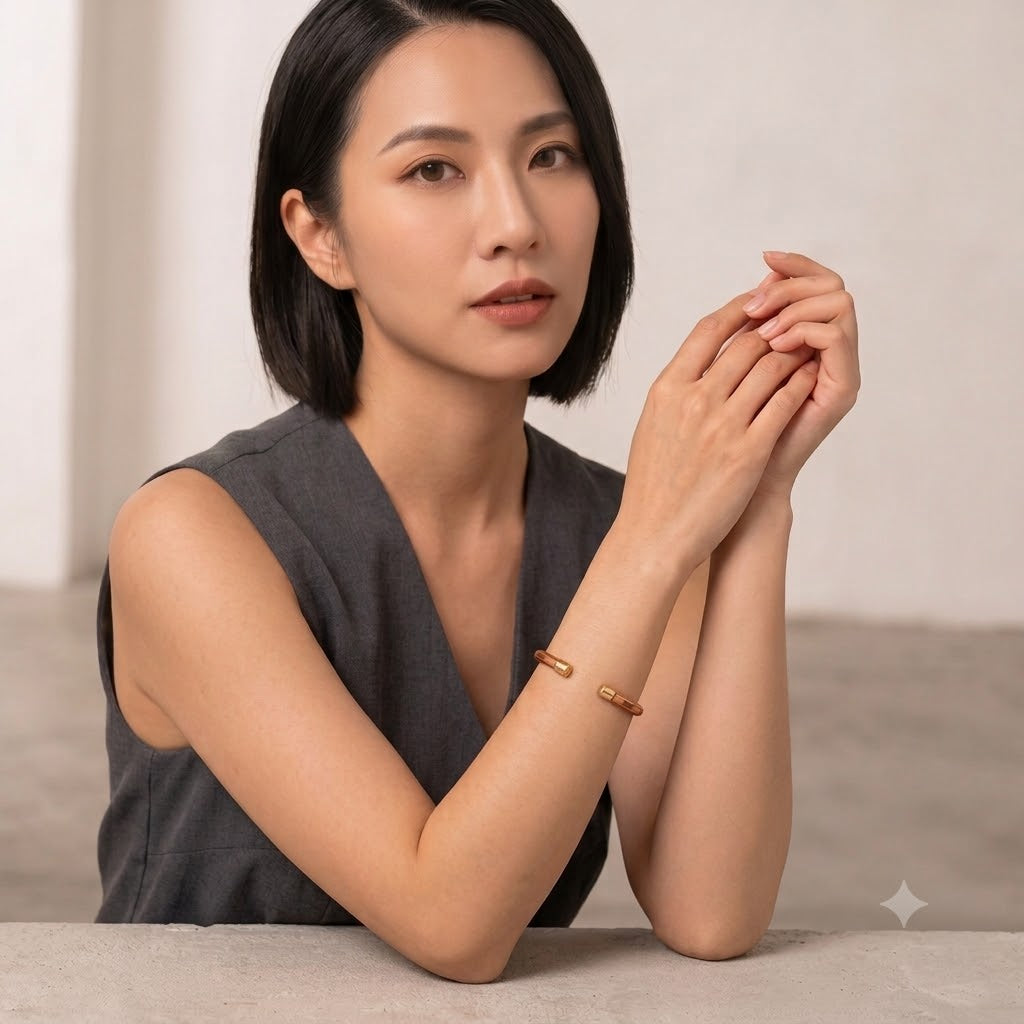 The Minimalist Dual-Cap Copper Bracelet |  極簡雙端黃銅工藝手鐲 | (YS024)