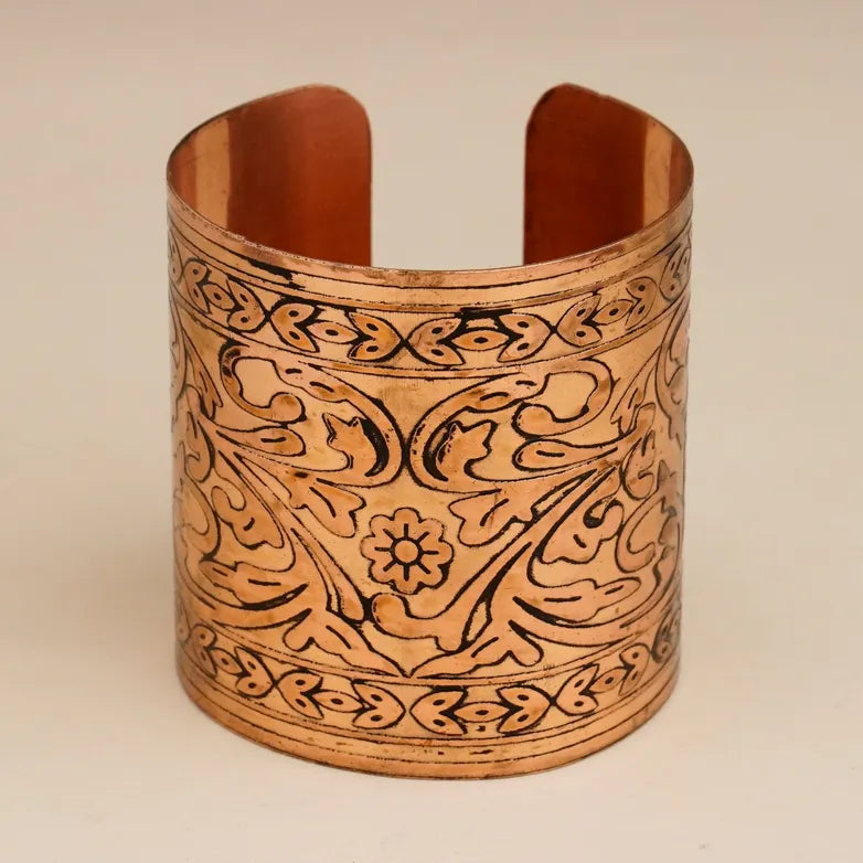 Antique Handcraft Copper Kada｜純銅手工蔓草雕花能量手鐲 (#YS008)