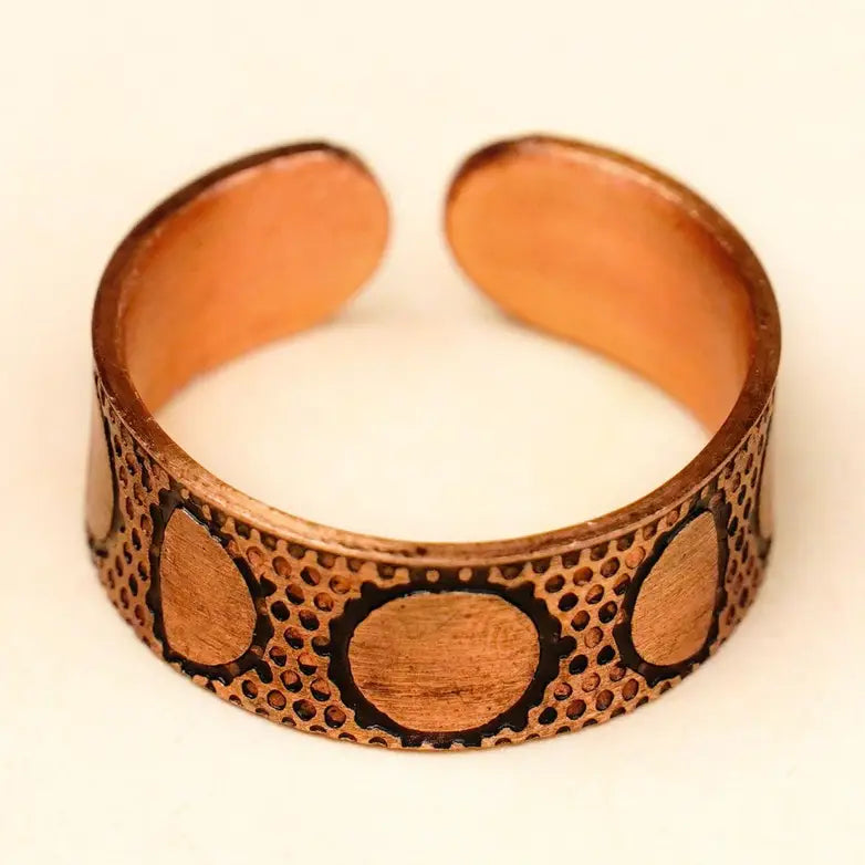 Handcrafted Moon Phase Copper Ring ｜手作感月盈律動純銅戒指 (#YS019)