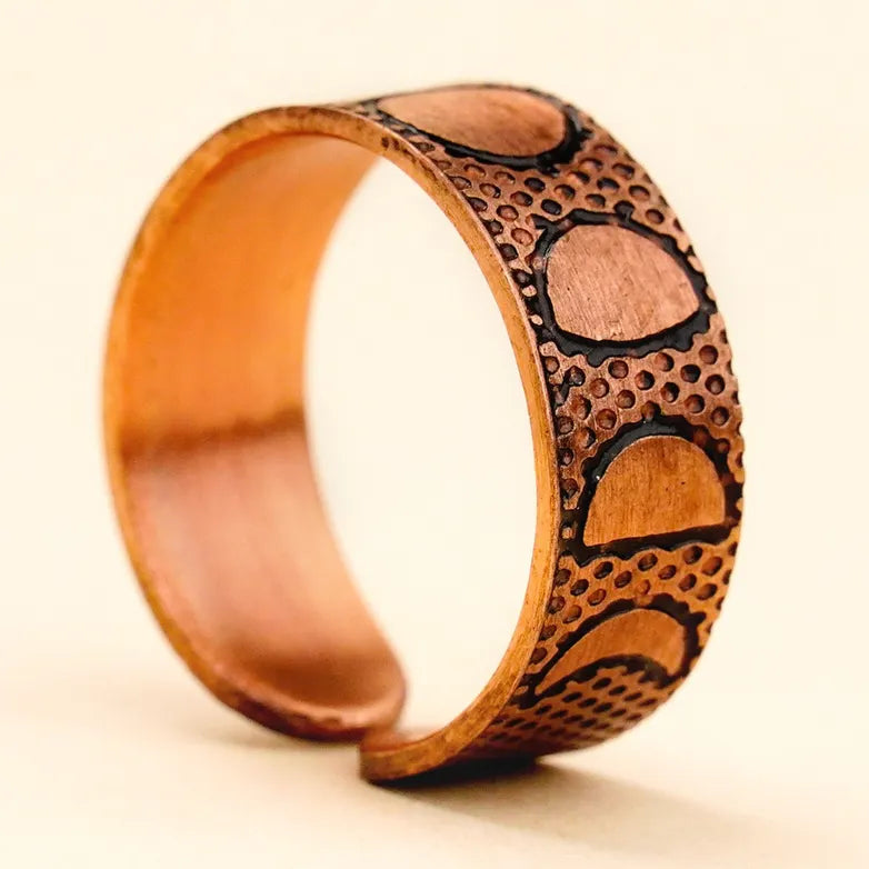 Handcrafted Moon Phase Copper Ring ｜手作感月盈律動純銅戒指 (#YS019)