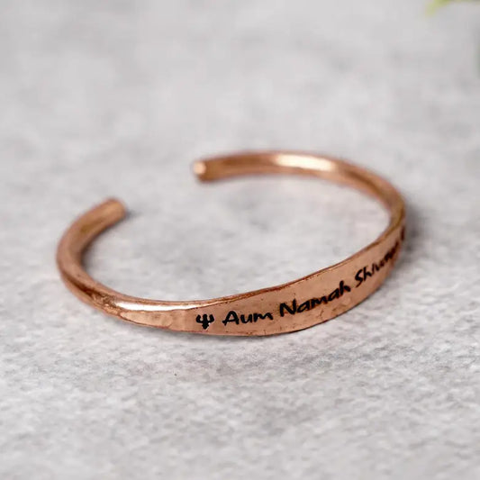 Aum Namah Shivaya Adjustable Hammered Copper ｜Om Namah Shivay 可調式錘紋銅手鐲 (#YS001)