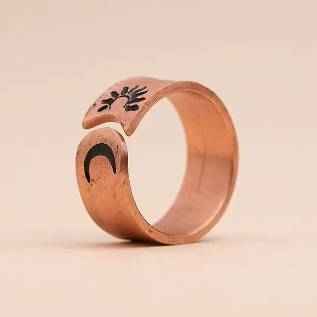 Handcrafted Surya & Moon Copper Ring ｜純銅手作日月平衡戒指 (#YS022)