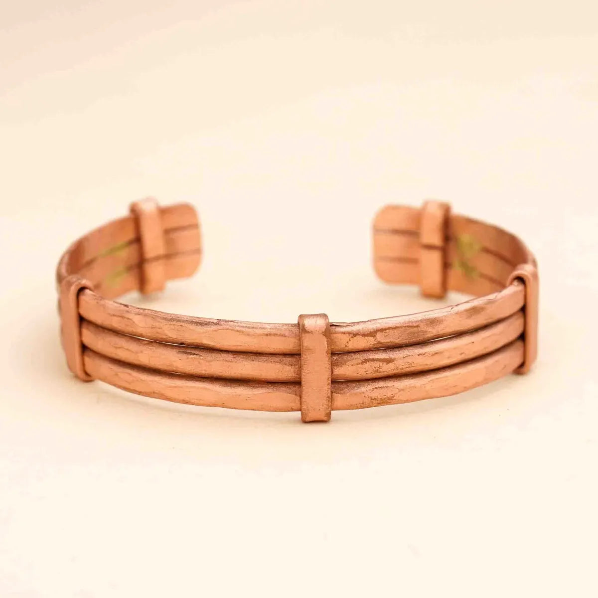 Unisex Rustic Craftsman Tri-band Isha Copper Bracelet |  三束錘鍛手工藝銅手環  (#YS037)