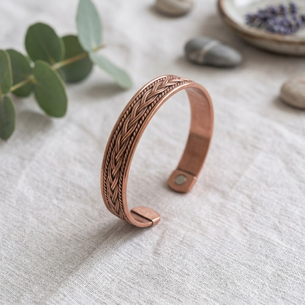 Copper Twisted Woven Magnetic Bracelet  |  純銅磁療編織手鐲 (YS018)